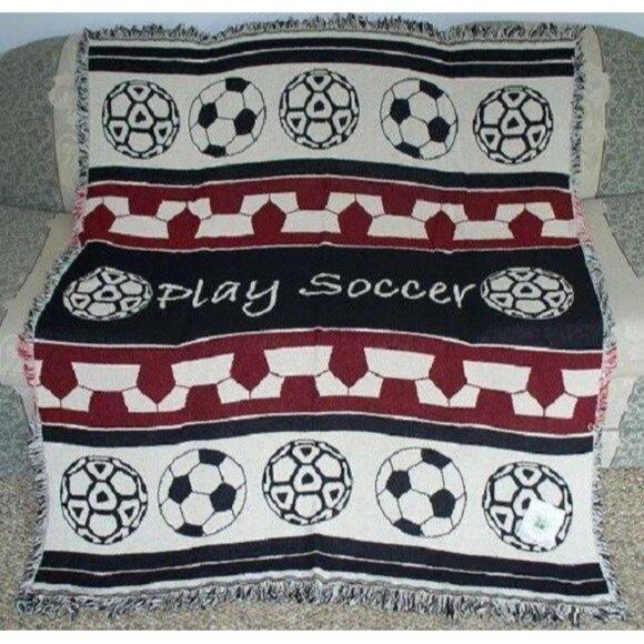 Unbranded Other - New Soccer Ball Cotton Afghan Throw Blanket World Cup GIFT Play Soccer Game Team